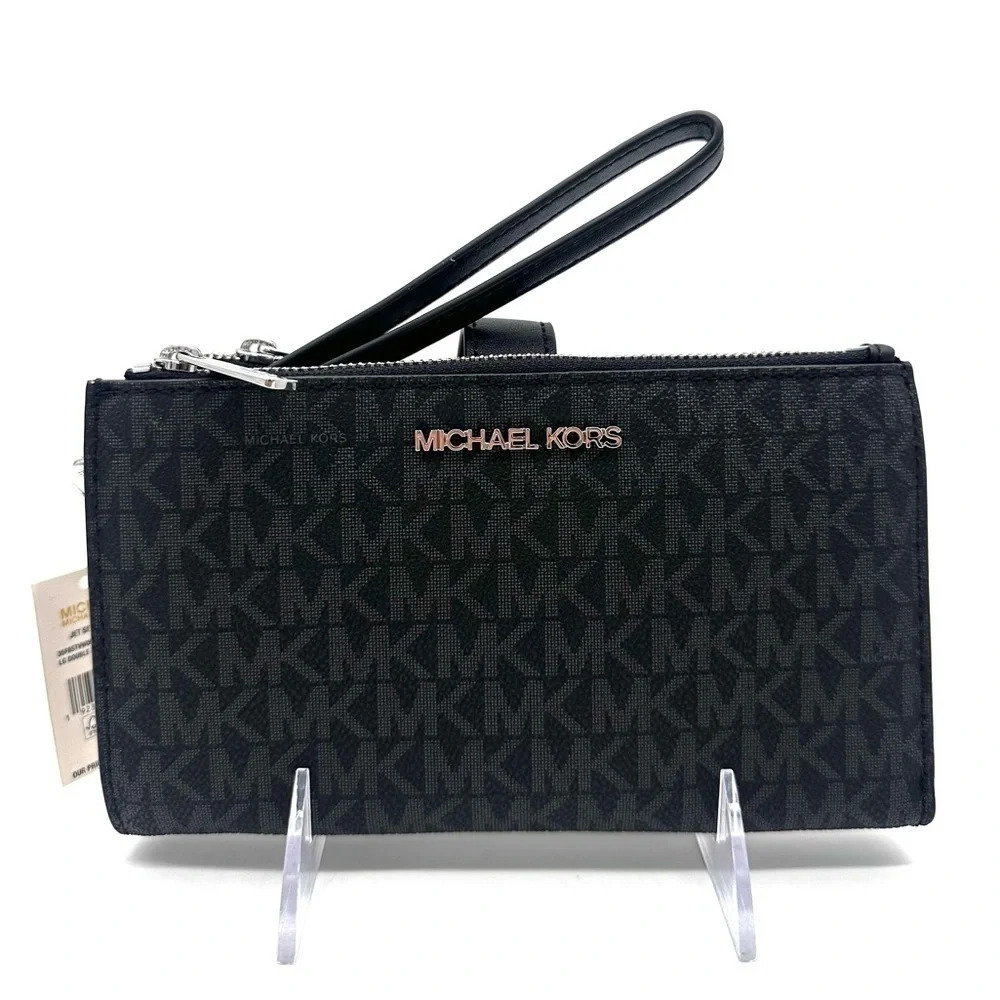Michael Kors Large Double Zip Wallet Wristlet Black